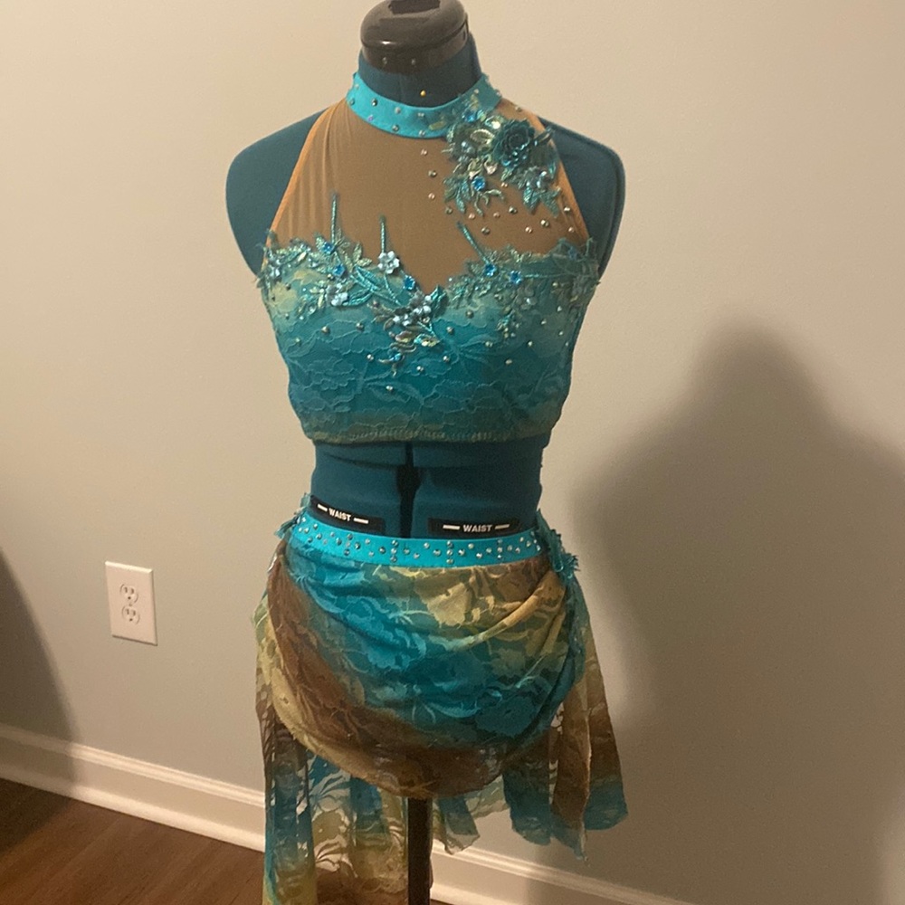 Beautiful Custom Lyrical dance Adult small teal ombre